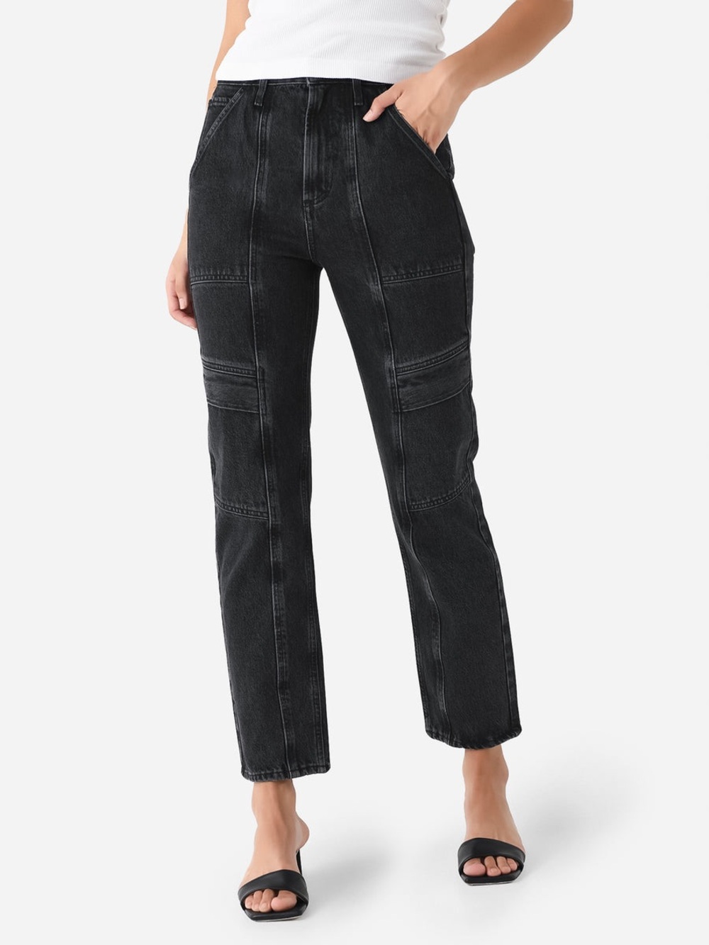 AGOLDE Cooper Cargo Straight Jean size 24 in Black Wash